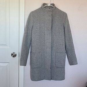 Hobbs London Grey Wool Blend Coat Pockets size 4 Longline Quiet Luxury Old Money